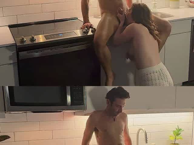 Banging my girlfriends roommate in the kitchen