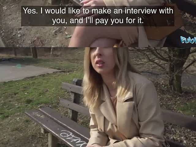 Poor milf cheats on her husband with a stranger for money outdoor