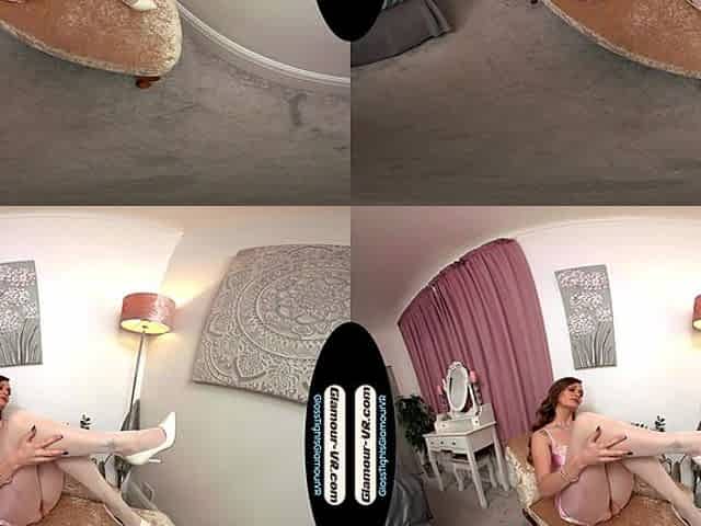 Honour May - Boudoir Outfit With Pink Crotchless Glossy Tights Joi & Pocket Vibrator Treat - 8k Vr