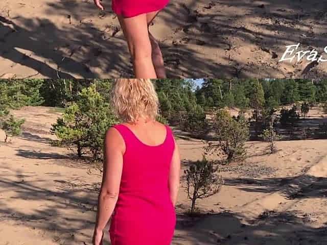 blond pissing standing on all fours in the street
