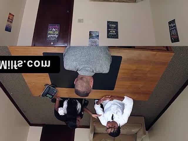 Cute black bitch Naomi gets invited into the principals room where a valuable three-some bang is on orde