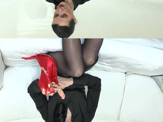 Red Satin and Hot Cock Sucking and Masturbating with a Cloth at Step-auntie Lady Victoria Valente