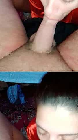 Lady in red - allot of cum on my throat and face