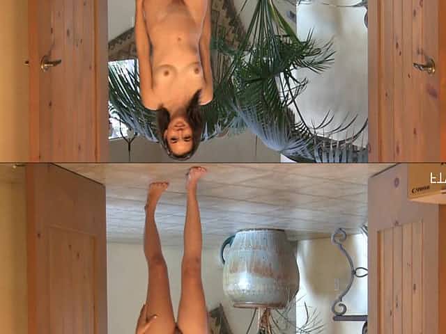 Stripping teen Rachel does a fun little dance while teasing her body