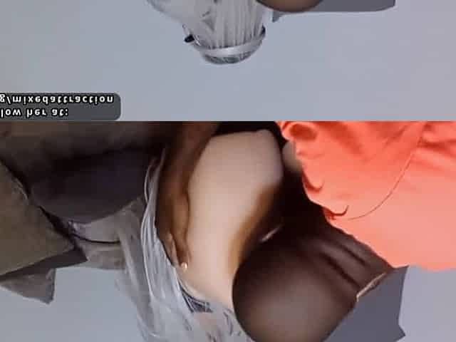 White chick fucking a black dick and getting her face blasted with cum on wecam