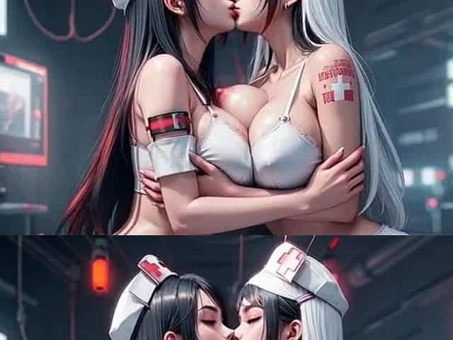 Kiss Video, Cute Nurse Women Kissing Together