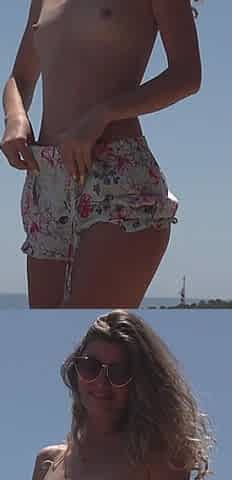 Super Sexy German Babe Gets a Big Facial on the Beach