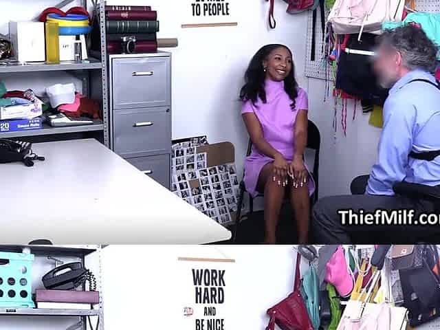 Hammering fit black thief masseuse after disrobe search