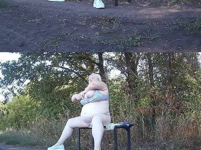Mother-in-law in the Park Undresses and Masturbates to Orgasm on a Bench