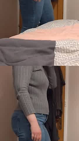 Generous Stepmom in a Thong Sticking Out of Jeans Is Filmed Undressing