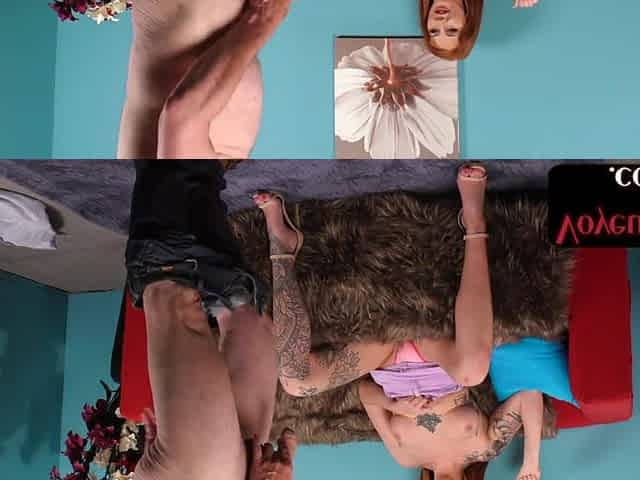 Inked cougar voyeur seduces incel