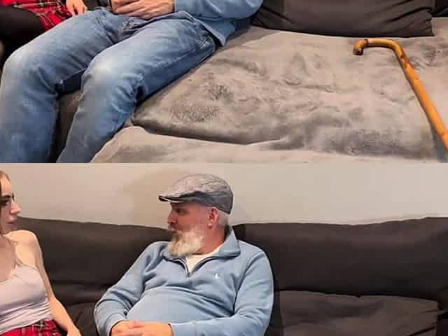 Bigass amateur babe cockriding grandpa