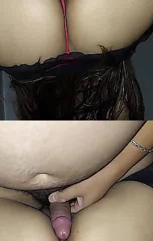 With the thong on the side