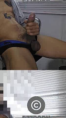 Playing with my large jock