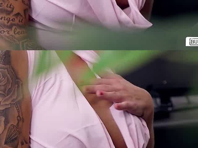 Amoral MILF Fucks Two Guys At The Office