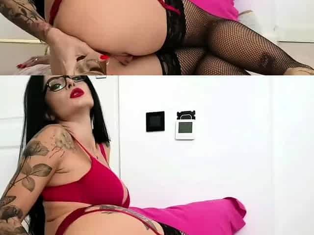 Big-Titted Babe Squirts with Anal Dildo