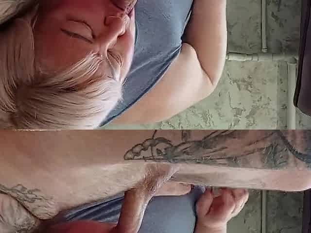 Neighbour Sucks My Hard Penis and Gets a Portion of Sexy Cum in Her Throat
