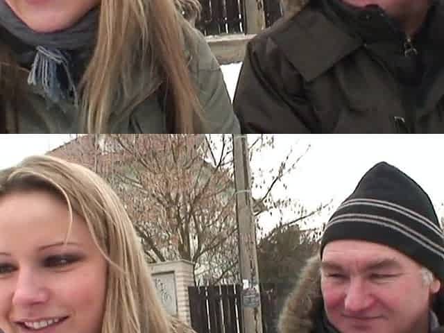 Old pervert bangs his granddaughter outside in winter