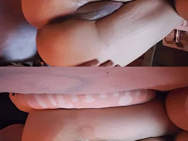 Transgirl puts fist up her booty