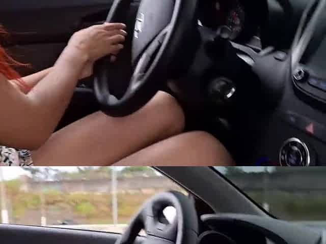 Wife goes in the car out of pants to ask strangers for information