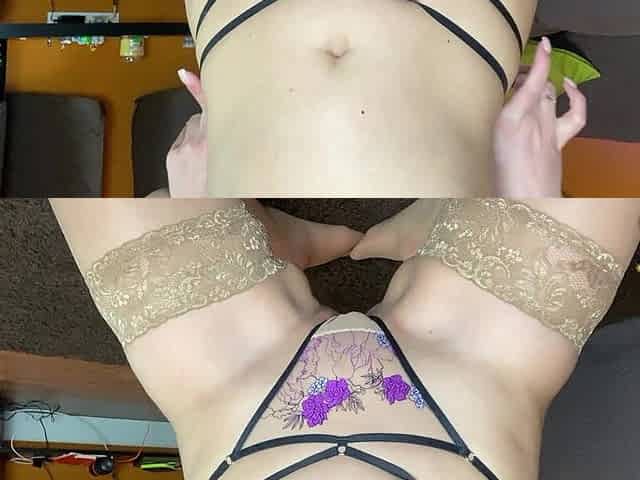 Kira Queen Teases in Purple Lingerie and Cums Hard!