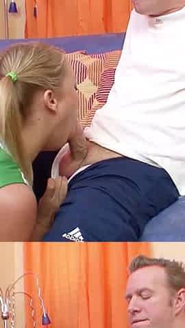 Young cute teen in cheerleader outfit gets fucked hard by the trainer