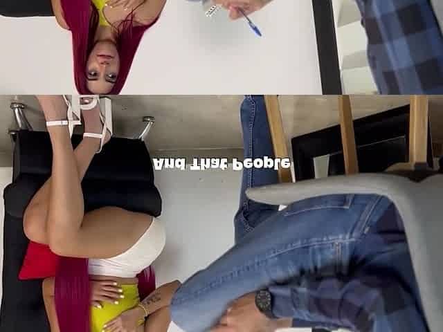 Sexy redhead latina chick rides my cock on a couch, then gets fucked doggystyle