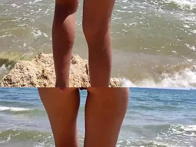 Alice is relaxing on the sea on a wild beach with a anal-plug in the butt