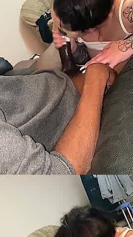 Thick white beauty maddison ebony shows delivery driver how well that babe can suck