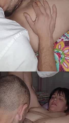 Hot MILF Wants Him to Fuck Her with Her Legs Spread and Cum Inside Her Hairy Pussy. Homemade Sex.