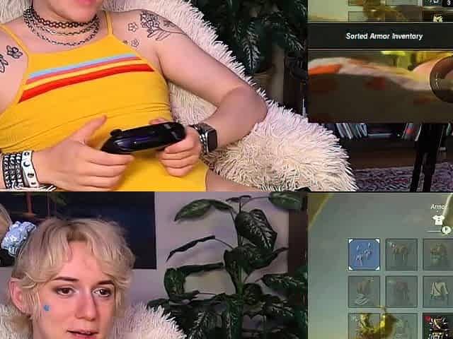 Blonde teen with huge breast masturbating on webcam