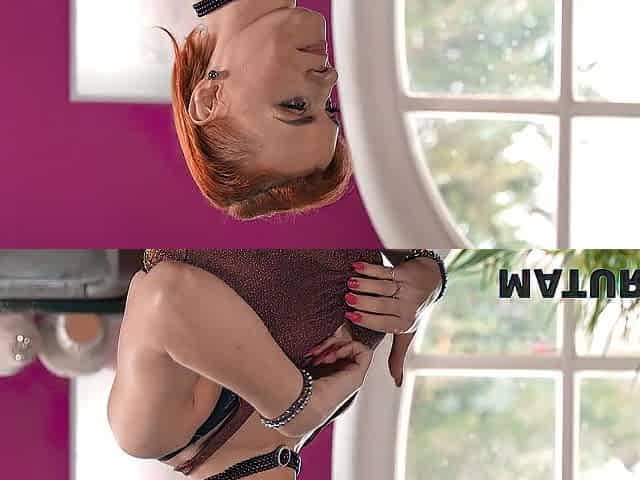 MATURE4K. Concupiscent older redhead decided to train her neighbor how to please her snatch