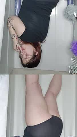 Shower disrobe tease and pissing myself