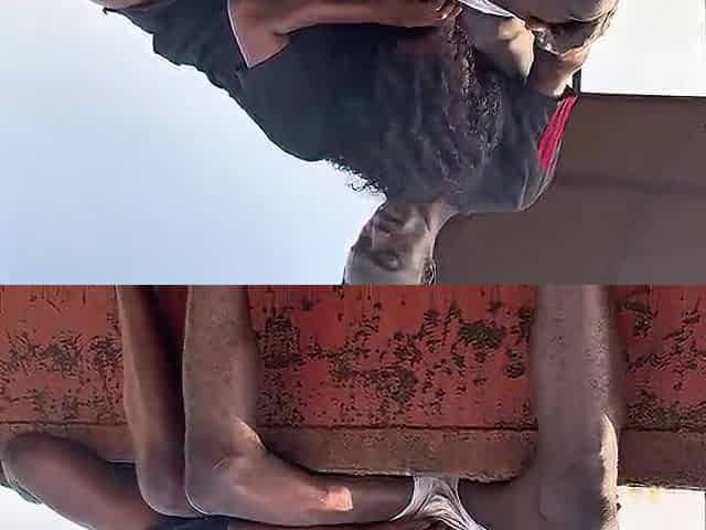 Thick Black Babe Beach Doggy position