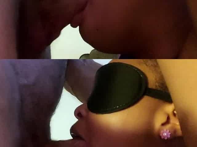 White Dad screws ebony babygirl's mouth whilst fully restrained w/ blindfold.