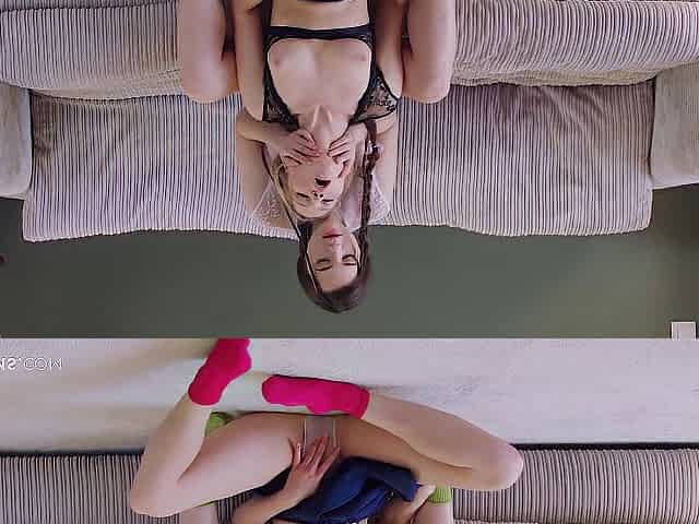 2 Astounding Angels Diana Heaven and Hayli Sanders having Sex on the Daybed