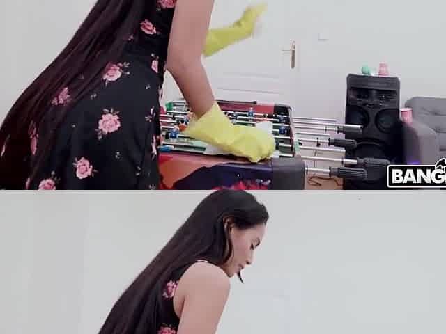 Large butt maid gets paid additional for sucking dick