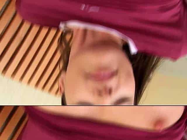 Small titted teen sucks upside down