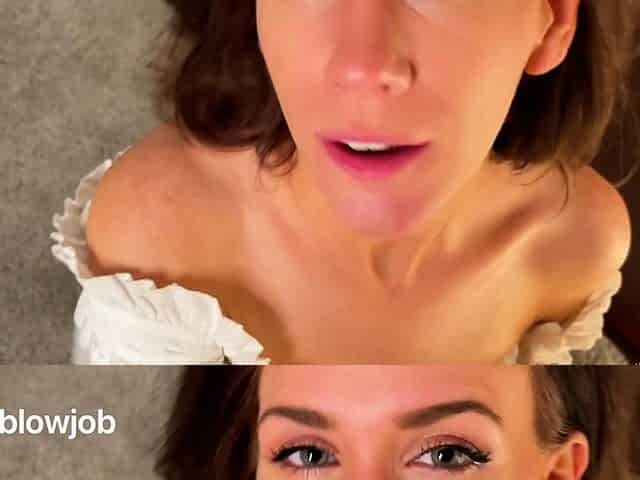 Amateur brunette teen blowjob and cumshot