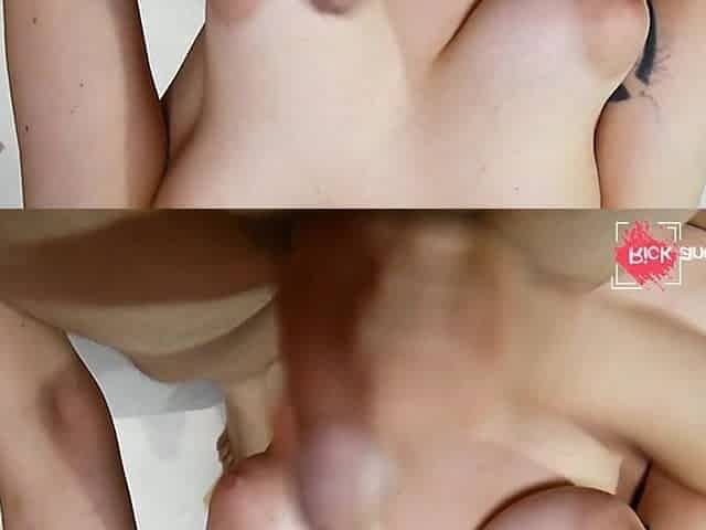 Spunk flow! Girlfriend jerks off my knob and shaking tits.