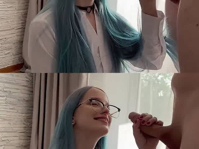 Sexy Blue Haired Secretary Hard Ass Fuck