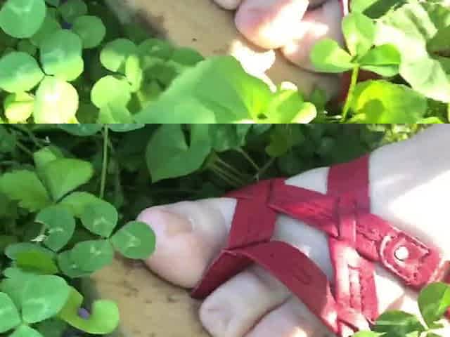 Hot Red Sandals and Mother Nature - Feet Fetish