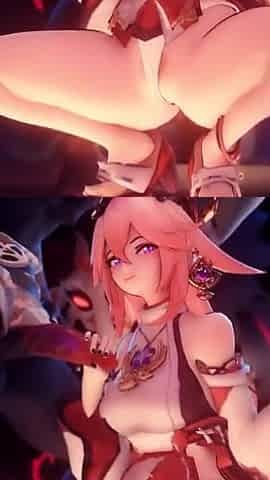 Yae Miko Surrounded by Hilichurl Cocks Gangbang Threesome Double Handjob - Genshin Impact Porn