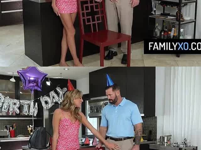 Lewd teen gets her stepdad's large ramrod as a b-day present