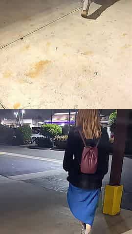 Reya Lovenlight Lets Her Butt Hang Out Walking In A Parking Lot