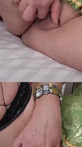 Green basque & stone dildo