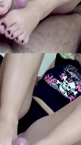 Sexy Teen with Two Dicks in Her Feet