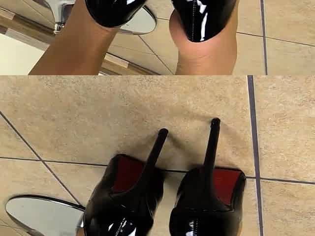 Her Feet Enclosed In Stilleto And Nylons