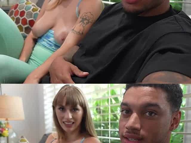 The blonde Angel Youngs is having fun with a big black cock
