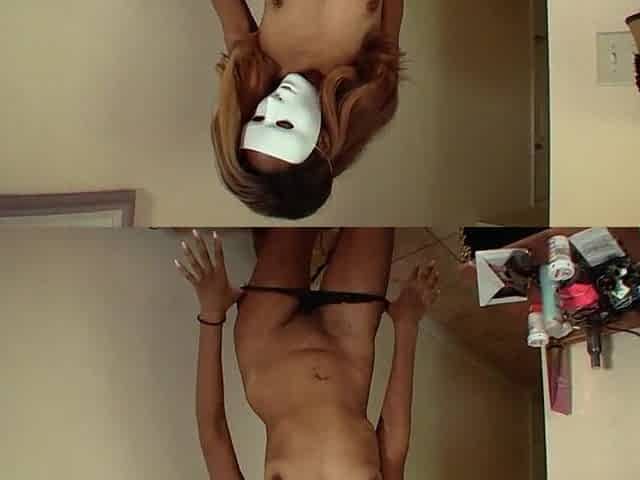Ebony Cutie Anastasia Valentine Masturbates in a White Mask